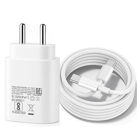 25W Type-C Fast Charging Travel Adapter with USB-C Cable | Super Fast PD Charger for Smartphones & Tablets | Compact Wall Charger