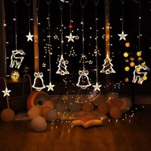 Nikay Christmas Reindeer LED Curtain Lights -2.5 M (Pack of 1) Warm White, Lights for Christmas, Christmas Lights, Led Curtain Light, Festive Light,