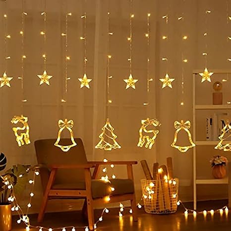 Nikay Christmas Reindeer LED Curtain Lights -2.5 M (Pack of 1) Warm White, Lights for Christmas, Christmas Lights, Led Curtain Light, Festive Light, - Image 2